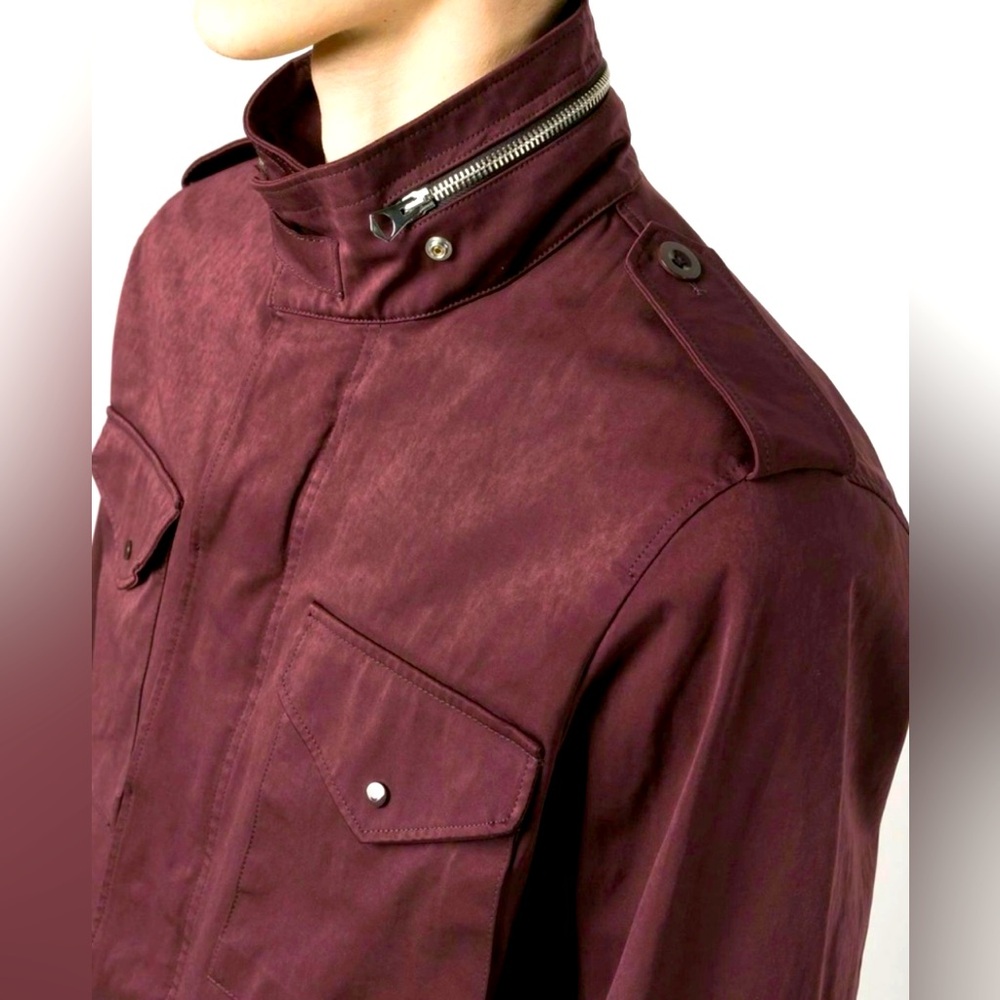 COLUMBIA FOUR-POCKET COTTON FIELD JACKET IN BURGUNDY - Picture 3 of 9